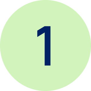 Number one in a light green circle.