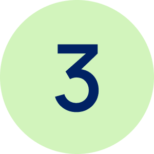 Number three on a light green circle.