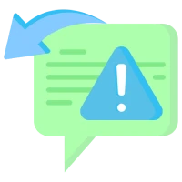 Warning icon with arrow and message.