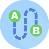 Route from point A to B icon.